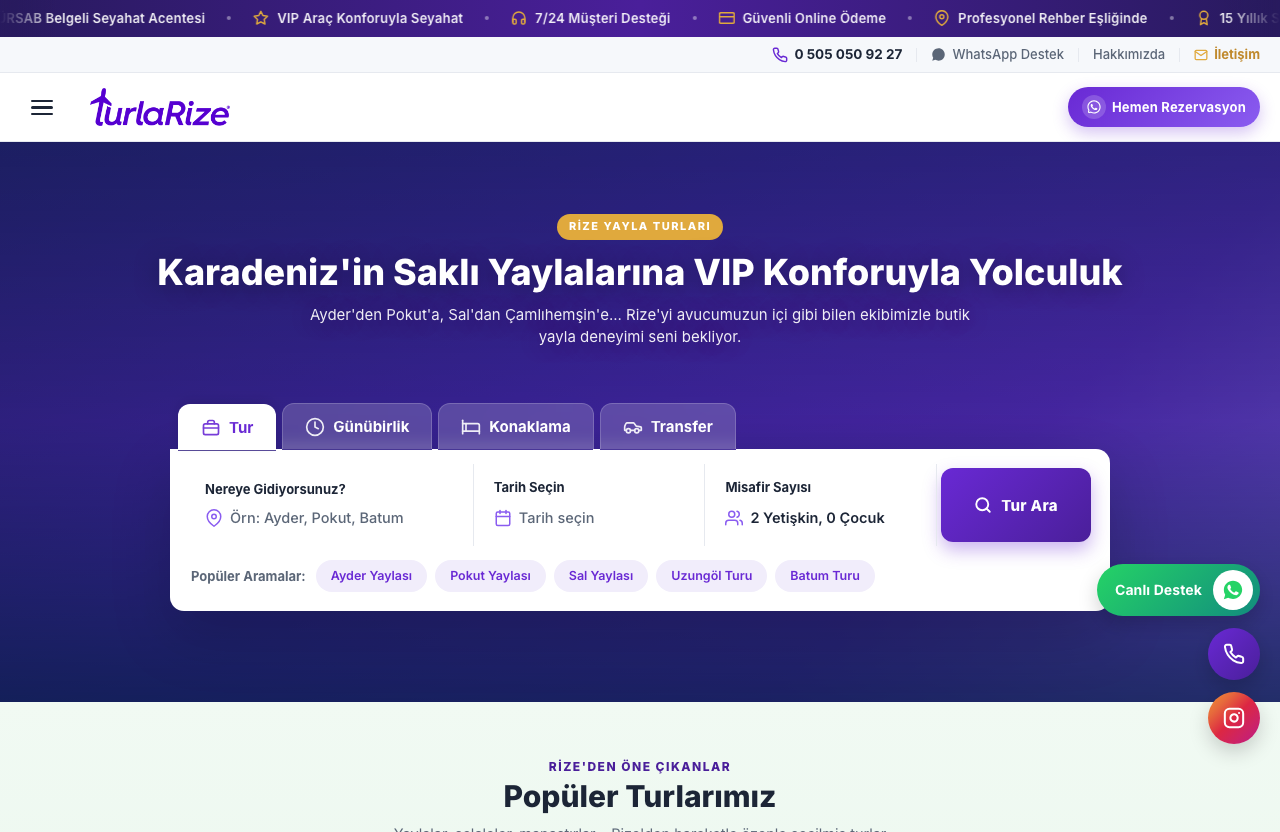 Rize Yayla Turları projesi
